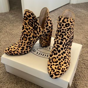 Steve Madden rockstar leopard calf hair booties